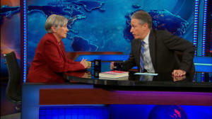 Diane Ravitch on The Daily Show with Jon Stewart.  Picture courtesy ComedyCentral.com