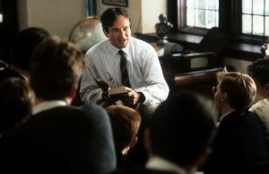 Robin Williams as John Keating in "Dead Poets Society," 1989 / image courtesy Getty Images