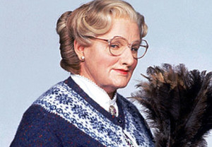 Robin WIlliams as Mrs. Doubtfire, courtesy 20th Century Fox Films