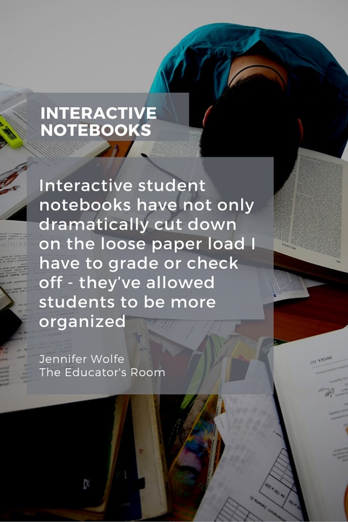 Interactive student notebooks have not only dramatically cut down on the loose paper load I have to grade or check off - they’ve allowed students to be more organized