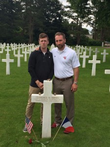 Liam and the author at S. Sgt. Reeves's grave